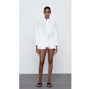 ZARA asymmetric combined shirt/blouse/tunic 100% cotton